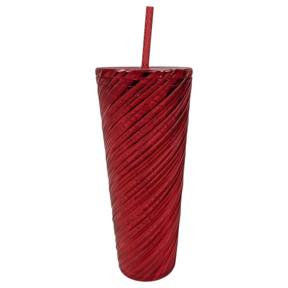 NEW Starbucks Christmas 2024 Red Swirl Venti 24oz Tumbler Cold Cup Holiday - Picture 5 of 9